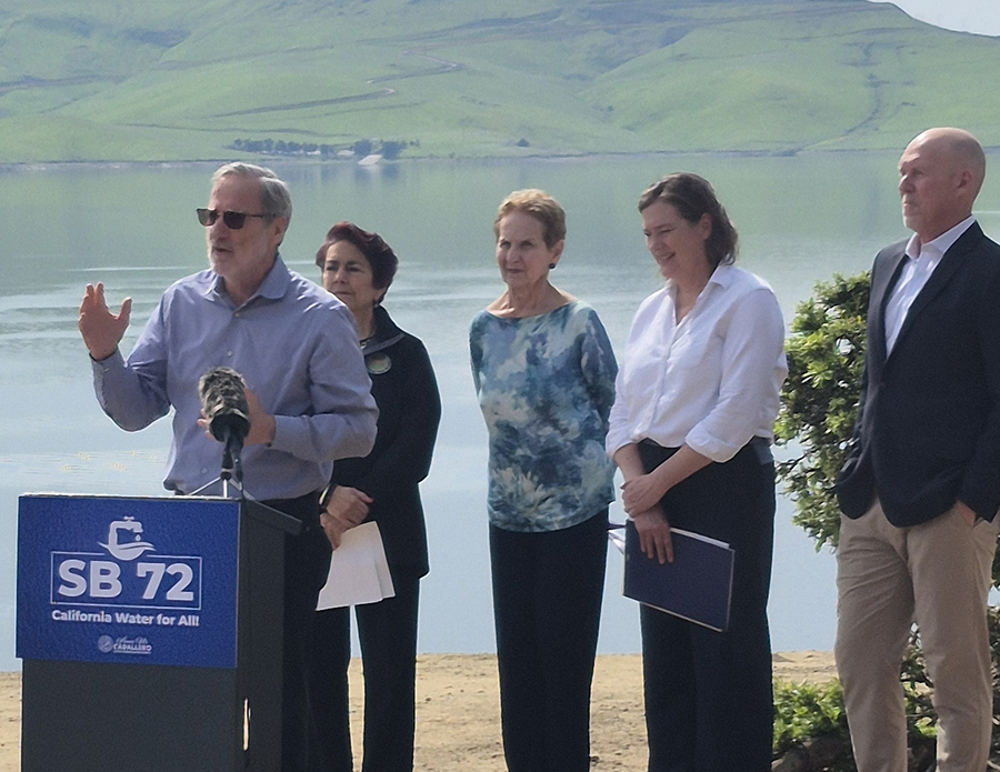 California Water Commissioner Dan Curtin speaks at Senator Caballero’s press conference to highlight implementation of SB72 and the California Water Plan. 