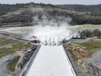 DWR is maintaining releases from Lake Oroville to the Feather River at 35,000 cubic feet per second (cfs), with 23,000 cfs flowing through the low-flow channel within the City of Oroville