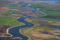 Aerial view of the Sacramento-San Joaquin River Delta.