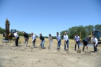 The ceremonial first shovel at the Big Notch Groundbreaking ceremony at the Fremont Weir Wildlife area in Yolo County. 