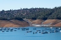 Boaters on Lake Oroville on Jan. 25, 2022.