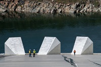 The California Department of Water Resources Board of Consultants inspects the interior surface and drains on the newly-constructed Lake Oroville main spillway in Butte County, California. Photo taken May 20, 2019.