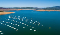 An aerial drone view showing Bidwell Canyon Marina on Lake Oroville on May 4, 2021. 