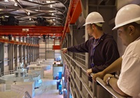 View of generator floor at DWR's Devil Canyon powerplant. 