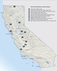 Small community drought relief grants funding map for December 2021.
