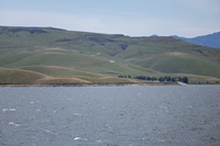 San Luis Reservoir is seen from B.F. Sisk Dam in Merced County, California. Photo taken April 15, 2025.