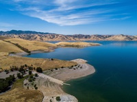 Aerial photo of San Luis Reservoir in Merced County.