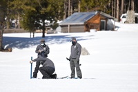 DWR staff at the third snow survey of 2021 at Phillips Station, Calif.