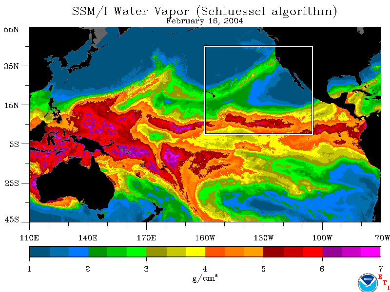 Map showing atmospheric river delivering water to California. Contact climatechange@water.ca.gov for more information.